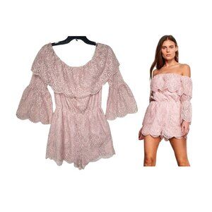 ⭐BB Dakota KennedyBB Dakota Kennedy Sz M Women's Pink Lace Romper jumpsuit long